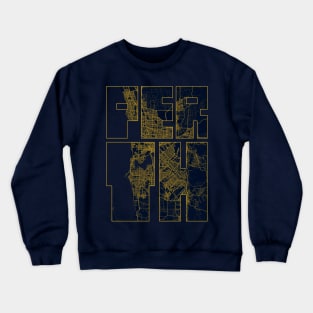 Perth, Australia City Map Typography - Gold Art Deco Crewneck Sweatshirt